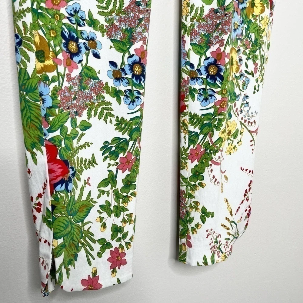 Soft Surroundings Women’s In‎ Bloom Pull On Ankle Pants White Floral Size XS